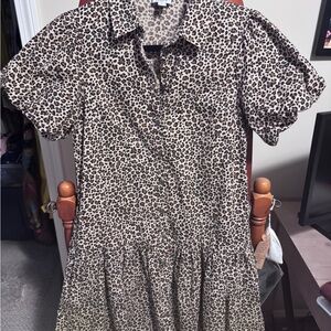 J. Crew Tan and Brown Leopard Print Blouse